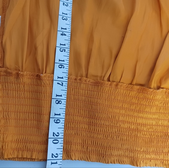 Joie Satin V-Neck Puff Sleeve Mocked Waist Blouse - Picture 11 of 15